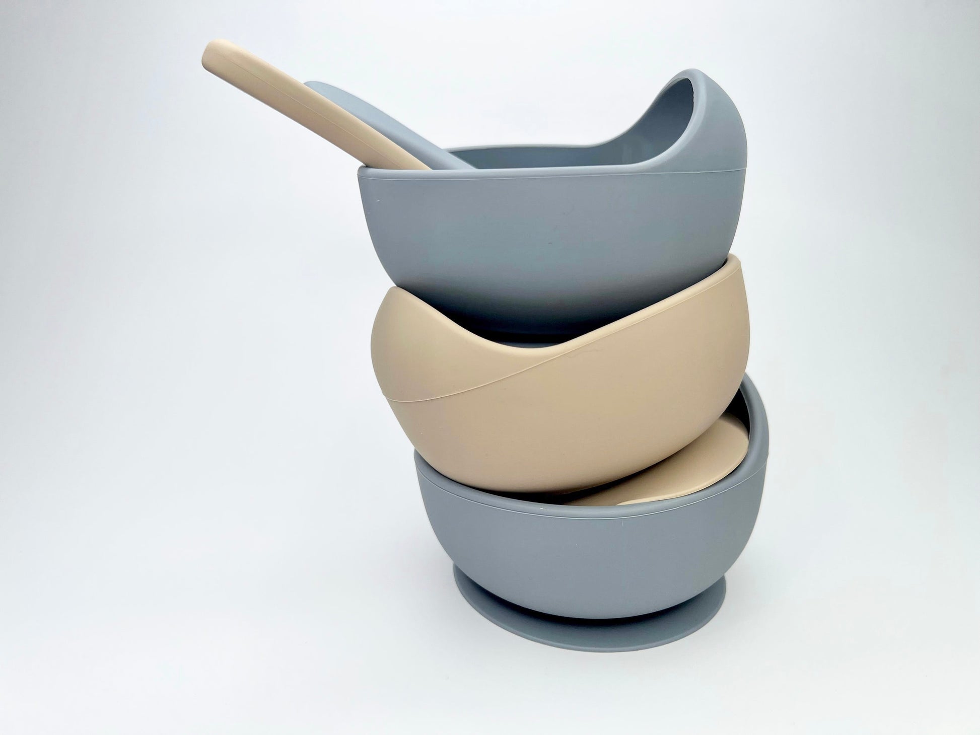 Silicone Bowl with Spoon Set - Nude